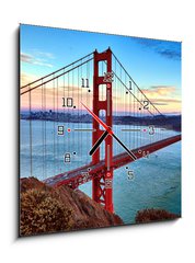 Obraz s hodinami 1D - 50 x 50 cm F_F48272681 - horizontal view of Golden Gate Bridge - horizontální pohled na most Golden Gate