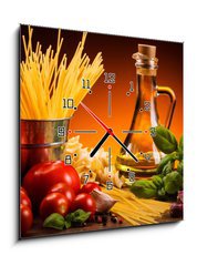Obraz s hodinami   Pasta and fresh vegetables, 50 x 50 cm
