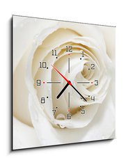 Obraz s hodinami 1D - 50 x 50 cm F_F48880652 - white rose