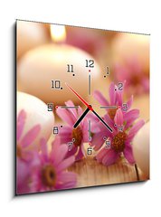 Obraz s hodinami 1D - 50 x 50 cm F_F48895543 - Candles and flowers