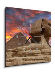 Obraz s hodinami 1D - 50 x 50 cm F_F4923108 - Pyramid and Sphinx at Giza, Cairo - Pyramidy a sfingy v Gíze, Káhira