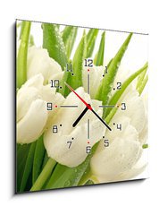 Obraz s hodinami 1D - 50 x 50 cm F_F49549577 - Tulipany