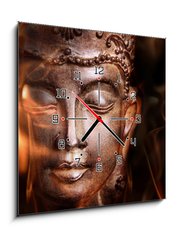 Obraz s hodinami 1D - 50 x 50 cm F_F49760731 - Statue de Bouddha