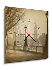 Obraz s hodinami 1D - 50 x 50 cm F_F50280997 - Vintage Retro Picture of Big Ben / Houses of Parliament (London)