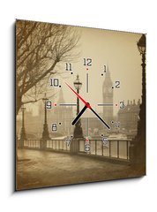 Obraz s hodinami   Vintage Retro Picture of Big Ben / Houses of Parliament (London), 50 x 50 cm