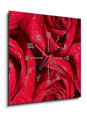 Obraz s hodinami 1D - 50 x 50 cm F_F50422601 - Red rose.