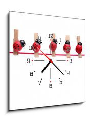 Obraz s hodinami 1D - 50 x 50 cm F_F5068236 - Ladybugs pins