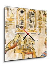 Obraz s hodinami 1D - 50 x 50 cm F_F5136970 - Fragment of Egyptian papyrus - Fragment egyptskho papyru