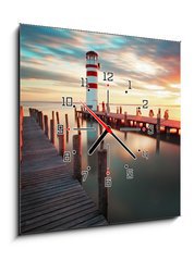 Obraz s hodinami   Lighthouse  Lake in Austria, 50 x 50 cm