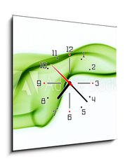 Obraz s hodinami   green abstract smoke curves, 50 x 50 cm