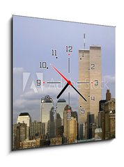 Obraz s hodinami 1D - 50 x 50 cm F_F52285784 - NYC Skyline With The Twin Towers