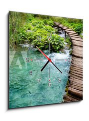 Obraz s hodinami 1D - 50 x 50 cm F_F52320562 - Wooden Bridge - Dřevěný most