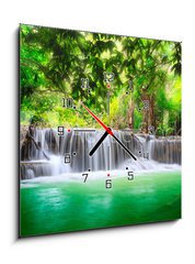 Obraz s hodinami 1D - 50 x 50 cm F_F52381826 - Thailand waterfall in Kanjanaburi