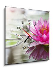 Obraz s hodinami 1D - 50 x 50 cm F_F52988888 - Pink lotus