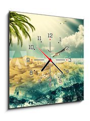 Obraz s hodinami 1D - 50 x 50 cm F_F53121953 - Beauty Ocean, beauty natural backgrounds for your design - Krása oceán, krása přírodní pozadí pro váš design