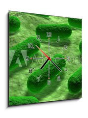 Obraz s hodinami 1D - 50 x 50 cm F_F53968782 - E coli Bacteria. - Bakterie E coli.