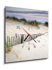 Obraz s hodinami 1D - 50 x 50 cm F_F54417902 - Grassy sand dunes landscape at sunrise