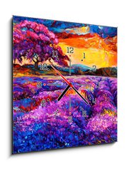 Obraz s hodinami 1D - 50 x 50 cm F_F54800593 - Lavender fields