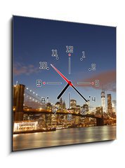 Obraz s hodinami   Brooklyn Bridge New York City, 50 x 50 cm