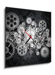 Obraz s hodinami 1D - 50 x 50 cm F_F56625717 - Grunge Cog Wheels - Grunge ozubená kola