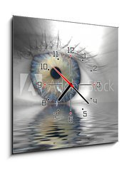 Obraz s hodinami 1D - 50 x 50 cm F_F5681033 - Auge + Wassereffekt - Účinek očí a vody
