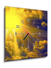 Obraz s hodinami   Golden rays, 50 x 50 cm