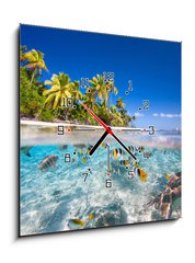 Obraz s hodinami 1D - 50 x 50 cm F_F57894444 - Tropical island