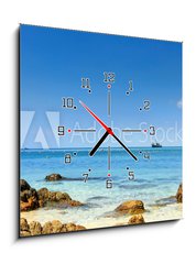 Obraz s hodinami 1D - 50 x 50 cm F_F58512794 - Beach on Holiday - Pláž na dovolené