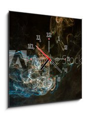 Obraz s hodinami 1D - 50 x 50 cm F_F58692986 - Multicolored smoke - Vícebarevný kouř