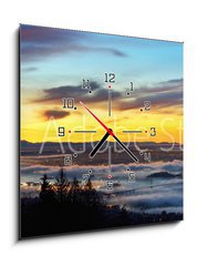 Obraz s hodinami 1D - 50 x 50 cm F_F59277304 - Vancouver Panoramic Cityscapes at sunrise