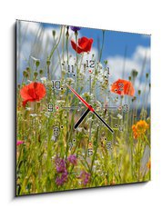 Obraz s hodinami   Colorful wildflowers, 50 x 50 cm