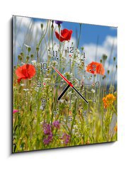 Obraz s hodinami 1D - 50 x 50 cm F_F5928687 - Colorful wildflowers - Barevné květiny