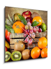 Obraz s hodinami 1D - 50 x 50 cm F_F59973409 - fresh fruits