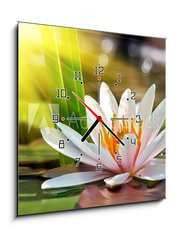Obraz s hodinami   water lily, 50 x 50 cm