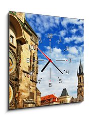 Obraz s hodinami 1D - 50 x 50 cm F_F60331923 - Prague, Czech Republic - view of square and astronomical clock