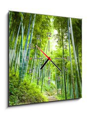 Obraz s hodinami 1D - 50 x 50 cm F_F60510509 - Bamboo forest and walkway - Bambusový les a chodník