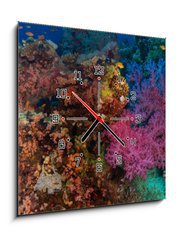 Obraz s hodinami 1D - 50 x 50 cm F_F60562168 - Coral and fish