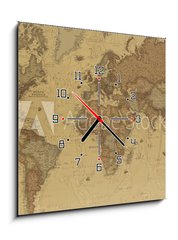Obraz s hodinami 1D - 50 x 50 cm F_F60784042 - Ancient world map - Mapa starověkého světa