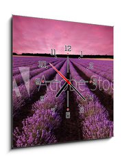 Obraz s hodinami 1D - 50 x 50 cm F_F61156891 - Stunning lavender field landscape at sunset