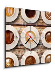 Obraz s hodinami 1D - 50 x 50 cm F_F61202089 - tazzine di caff   collage su legno