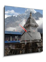 Obraz s hodinami 1D - 50 x 50 cm F_F6123816 - Stupa with Om Ma Ne Pad Me Hum stones