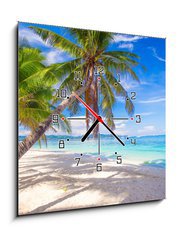 Obraz s hodinami   Coconut Palm tree on the white sandy beach, 50 x 50 cm