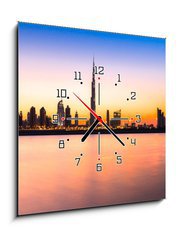 Obraz s hodinami 1D - 50 x 50 cm F_F62073287 - Dubai skyline at dusk, UAE.