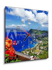 Obraz s hodinami   beautiful Capri island  Italian travel series, 50 x 50 cm
