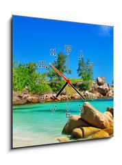 Obraz s hodinami   luxury tropical holidays  Seychelles islands, 50 x 50 cm