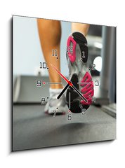 Obraz s hodinami 1D - 50 x 50 cm F_F63437299 - Running on treadmill
