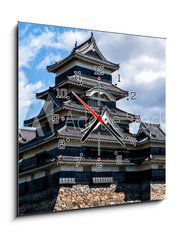 Obraz s hodinami 1D - 50 x 50 cm F_F63689256 - Matsumoto castle - Zmek Matsumoto