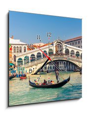 Obraz s hodinami 1D - 50 x 50 cm F_F63839278 - Rialto Bridge in Venice