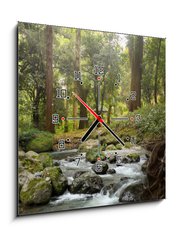Obraz s hodinami 1D - 50 x 50 cm F_F64308418 - forest waterfall