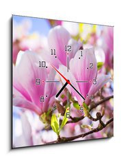 Obraz s hodinami 1D - 50 x 50 cm F_F64325849 - Beautiful blossoming magnolia tree in the spring time